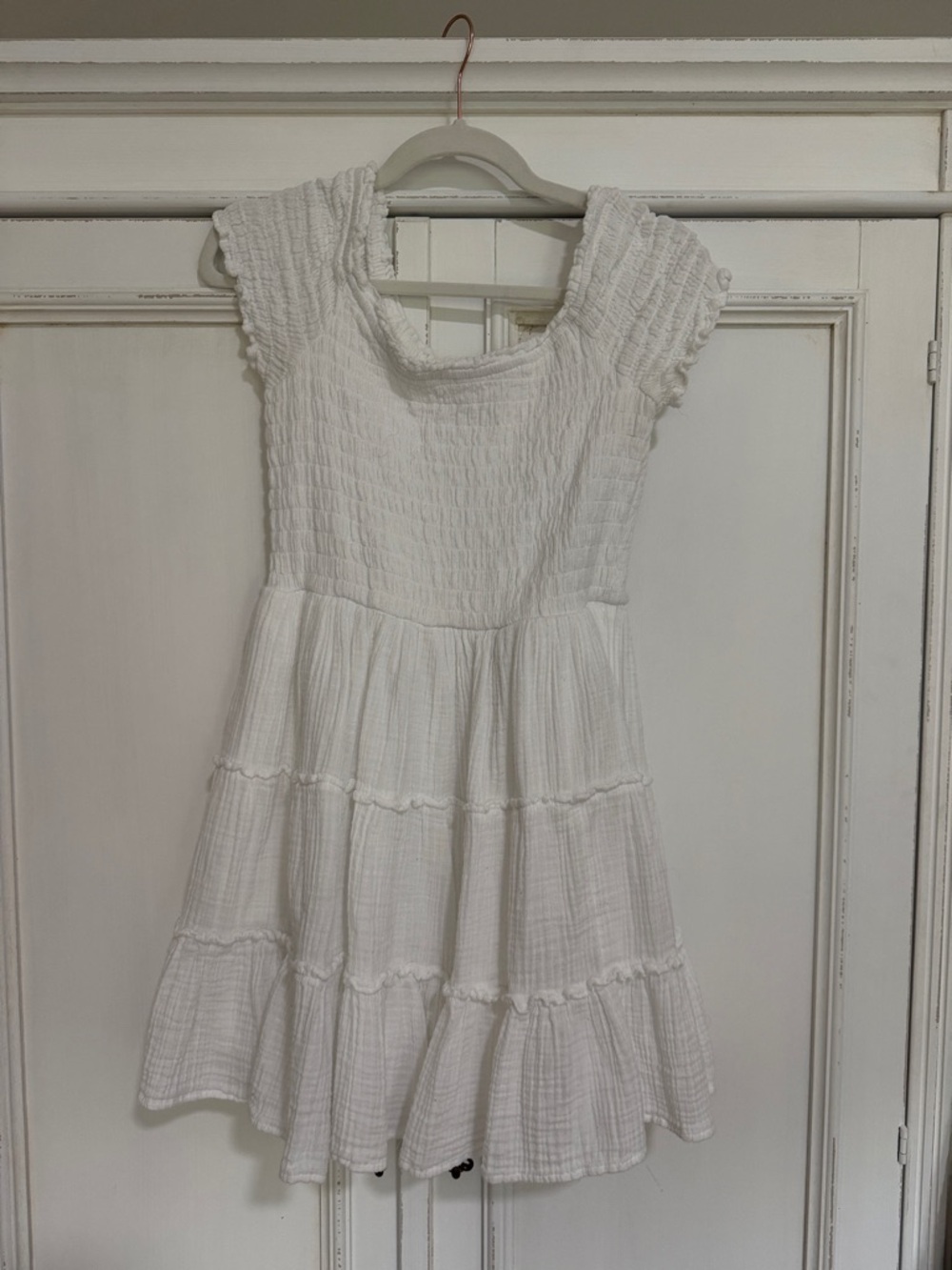 American Eagle Outfitters White Smocked Tiered Sundress